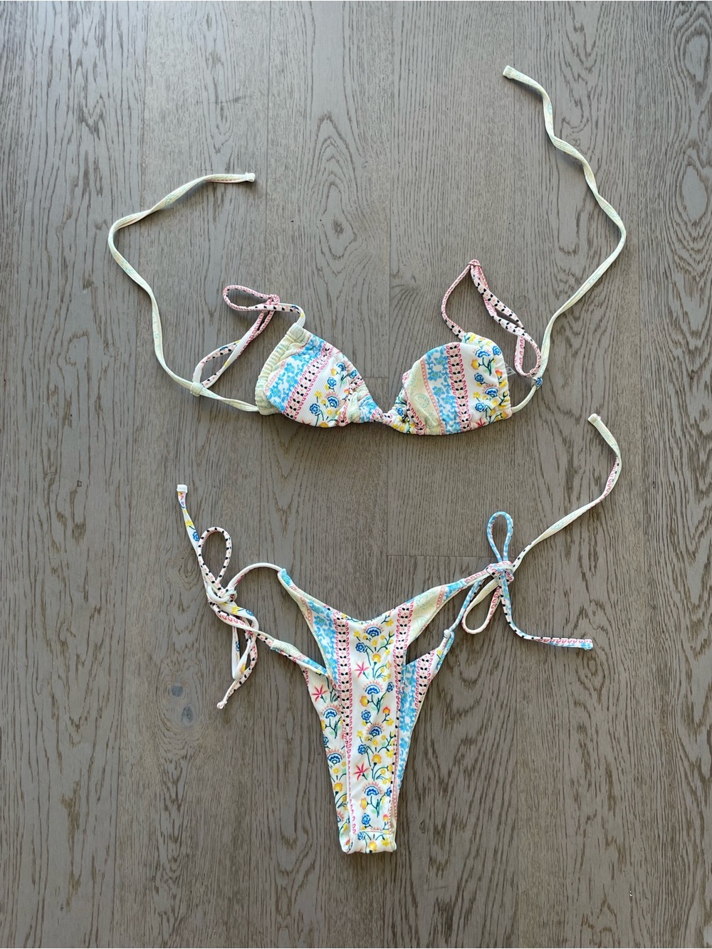 Floral Pastel Tie Bikini Set